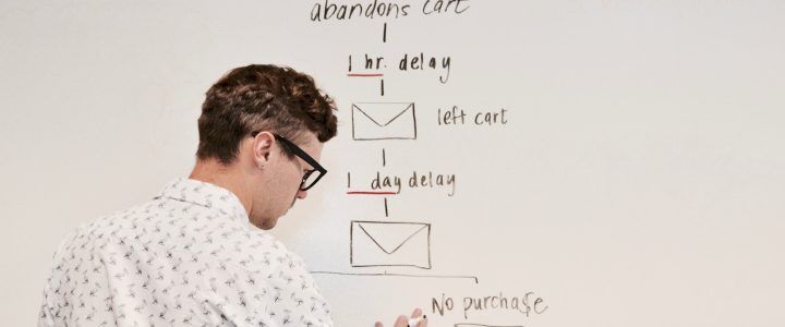 man writing on whiteboard
